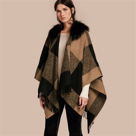 burberry poncho with fur|Burberry ponchos on sale.